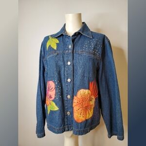 Vintage Lighthouse Apparel Denim Floral Jacket